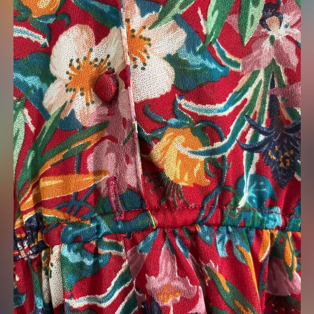 Vintage 1970s Samuel Blue Tropical Floral Midi Dress Dagger Collar - Picture 4 of 15